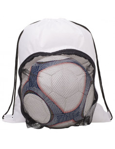 Sac à dos avec cordon de serrage et compartiment football blanc