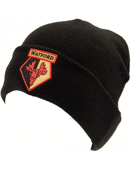 Watford FC – Bonnet noir tricoté Adulte (Taille unique)