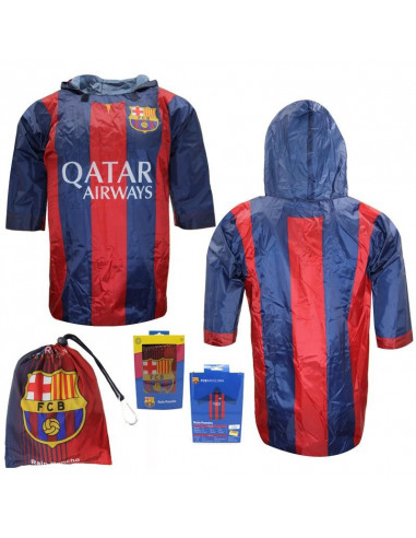 Poncho de Pluie – FC Barcelone – Enfant – Bleu & Rouge – Capuche – Imperméable