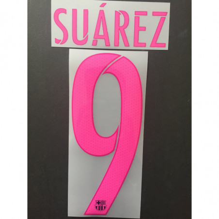2016-17 Barcelona Away Junior Name Set Suárez 9