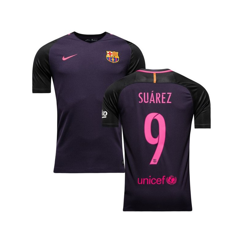 2016-17 Barcelona Away Junior Name Set Suárez 9