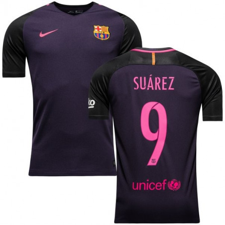 2016-17 Barcelona Away Junior Name Set Suárez 9