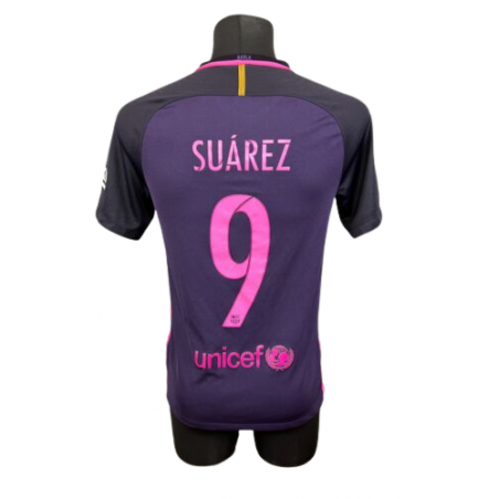 2016-17 Barcelona Away Junior Name Set Suárez 9